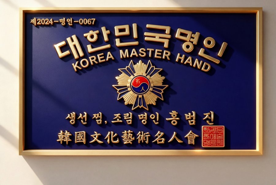 대한민국 명인 인증패 — 생선 찜·조림 명인 홍범진, 제2024-명인-0067